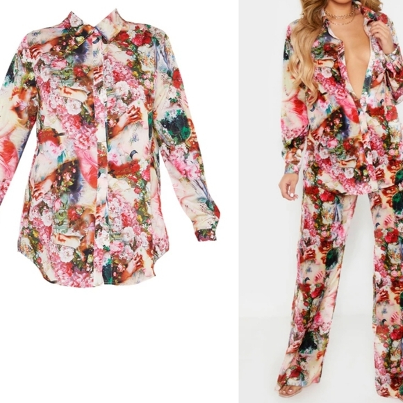 Rose Femme Renaissance Print Pants (10) - Picture 8 of 8